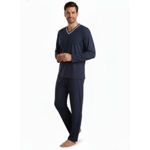 Pijama Sonhar Longo Ref 410 Azul Marinho