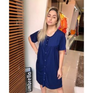 Sonhar Pijama Feminino Camisola Ref 020 Azul Marinho